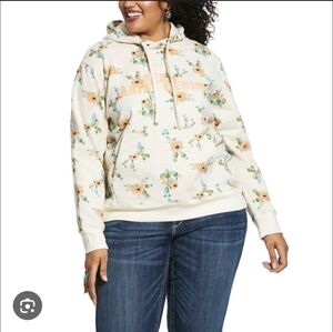 Ariat Cream Floral Cactus  Print Hoodie...SIZE:M